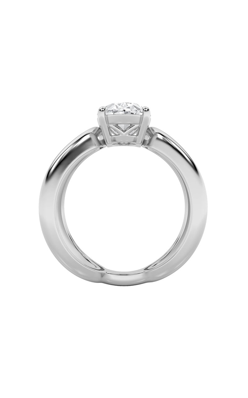 2CTW Oval Shaped Lab Grown Diamond (F/VS) Criss Cross Fancy Solitaire Ring in 14K Gold