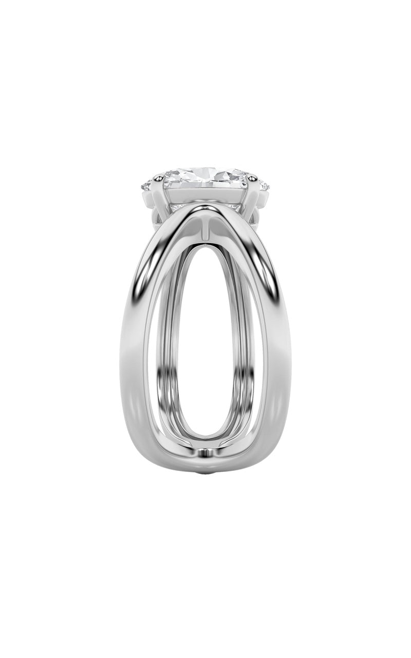 2CTW Oval Shaped Lab Grown Diamond (F/VS) Criss Cross Fancy Solitaire Ring in 14K Gold
