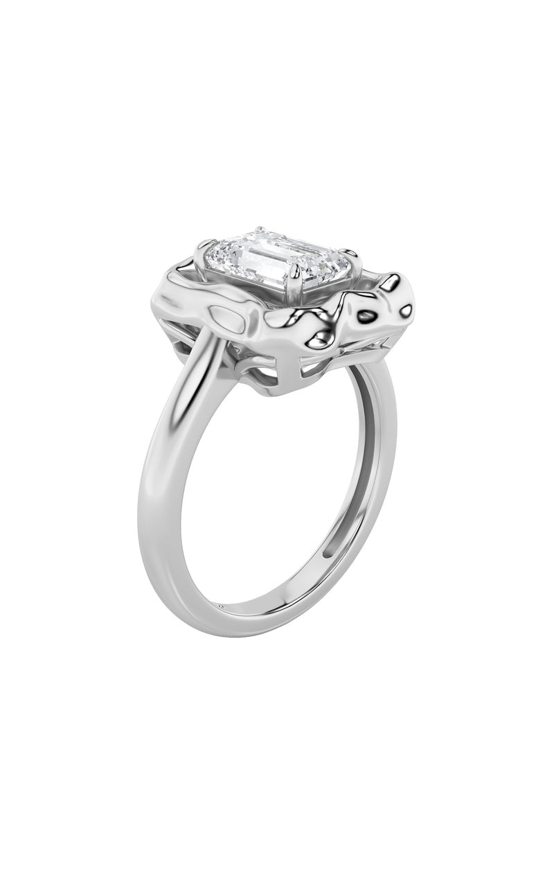 Vs) organic design solitaire ring in 14k gold