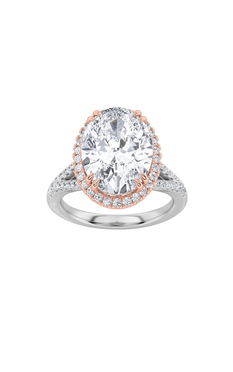 4.5CTW Oval Shaped Lab Grown Diamond (F/VS) Bold Accented Statement Engagement Ring in 14K Gold