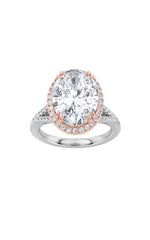 Load image into Gallery viewer, 4.5CTW Oval Shaped Lab Grown Diamond (F/VS) Bold Accented Statement Engagement Ring in 14K Gold
