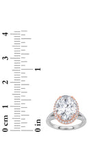 Load image into Gallery viewer, 4.5CTW Oval Shaped Lab Grown Diamond (F/VS) Bold Accented Statement Engagement Ring in 14K Gold
