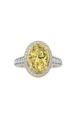 Load image into Gallery viewer, 3.5CTW Oval Shaped Lab Grown Diamond (F/VS) Bold Accented Statement Engagement Ring in 14K Gold
