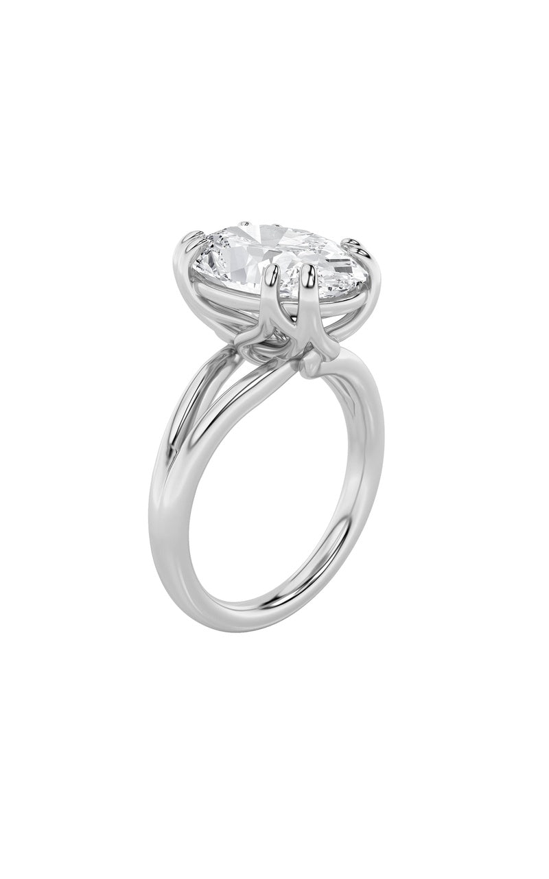 Vs) bold split shank solitaire engagement ring in 14k gold