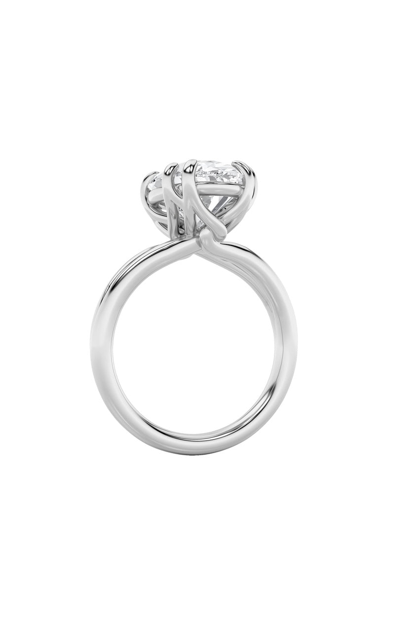 5CTW Oval Shaped Lab Grown Diamond (F/VS) Bold Split Shank Solitaire Engagement Ring in 14K Gold
