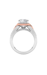 Load image into Gallery viewer, 4.25CTW Emerald Shaped Lab Grown Diamond (F/VS) Bold Accented Two Tone Engagement Ring in 14K Gold
