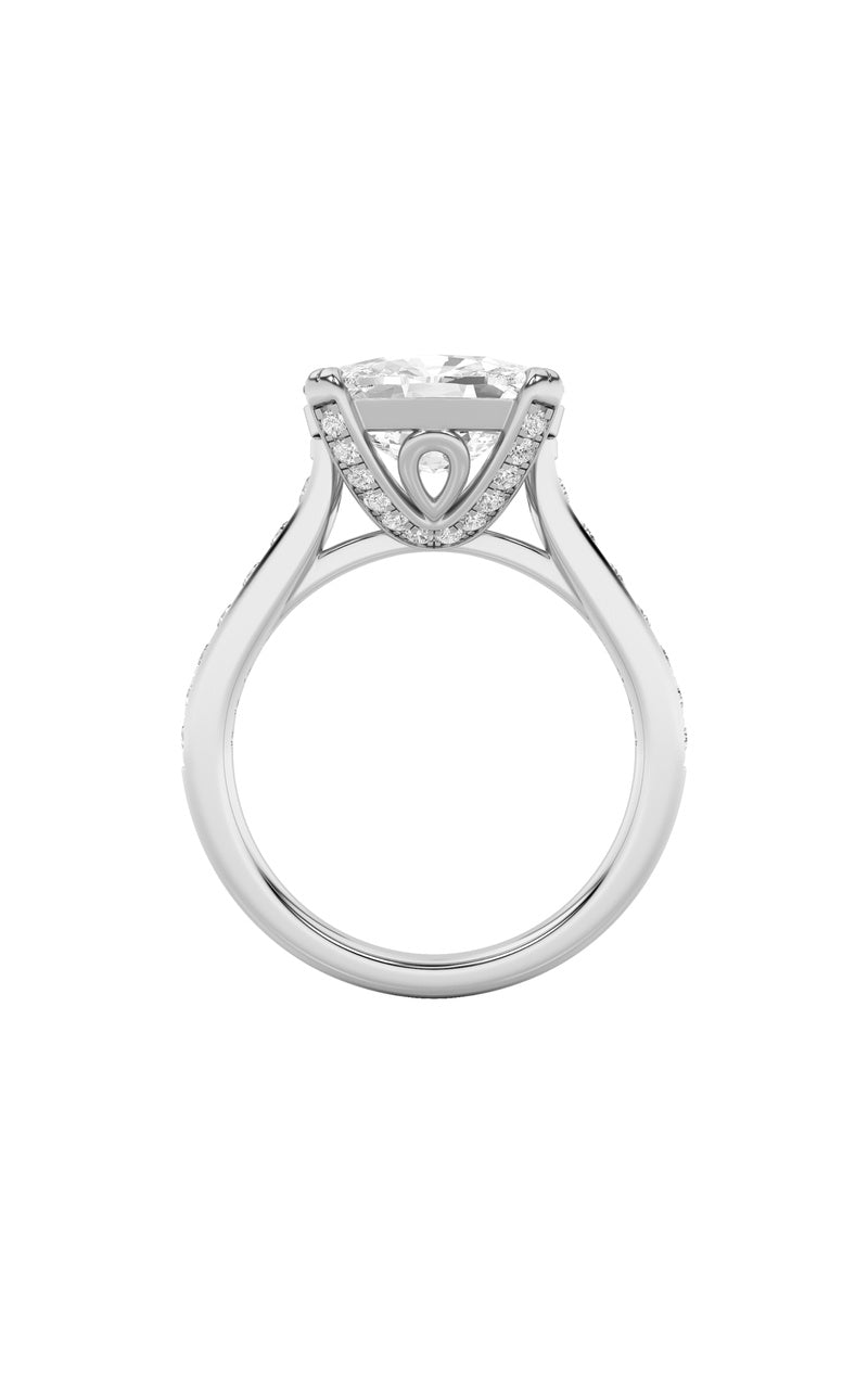 4.5CTW Elongated Cushion Shaped Lab Grown Diamond (F/VS) Bold Accented East West Set Engagement Ring in 14K Gold