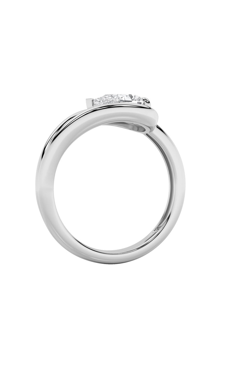 1CTW Pear Shaped Lab Grown Diamond (F/VS) East West Solitaire Ring in 14K Gold