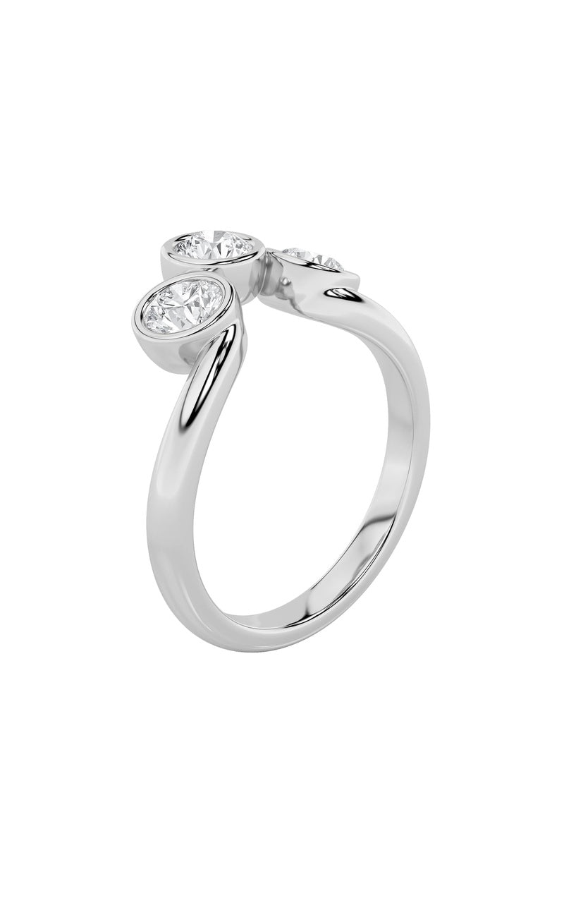 1CTW Round Shaped Lab Grown Diamond (F/VS) Three Stone Ring in 14K Gold