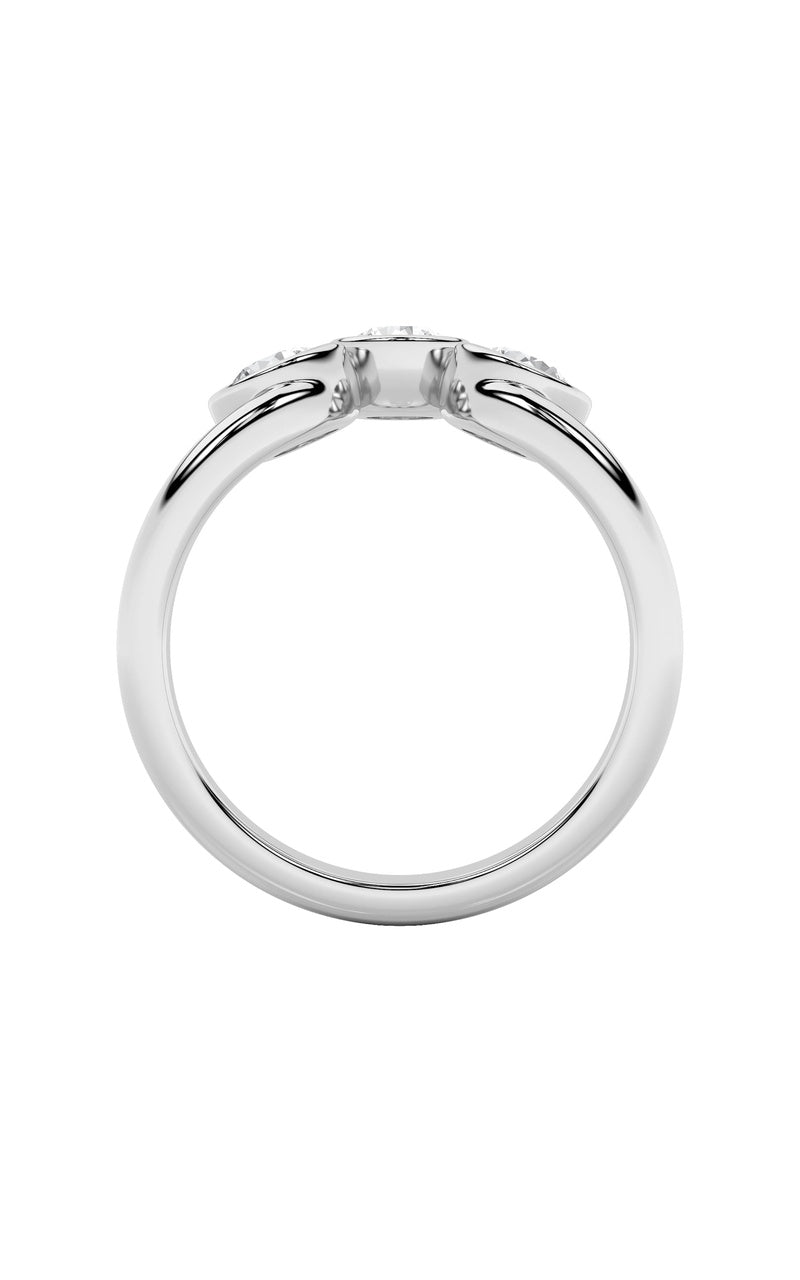 1CTW Round Shaped Lab Grown Diamond (F/VS) Three Stone Ring in 14K Gold
