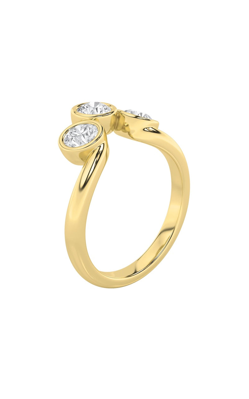 1CTW Round Shaped Lab Grown Diamond (F/VS) Three Stone Ring in 14K Gold