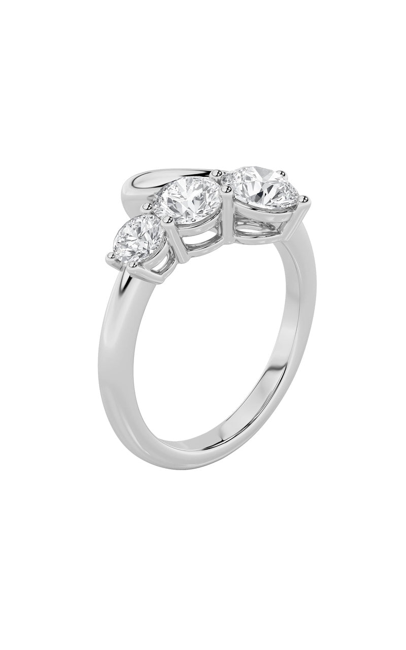 1.5CTW Round Shaped Lab Grown Diamond (F/VS) Three Stone Ring in 14K Gold