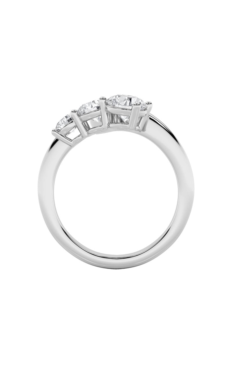 1.5CTW Round Shaped Lab Grown Diamond (F/VS) Three Stone Ring in 14K Gold