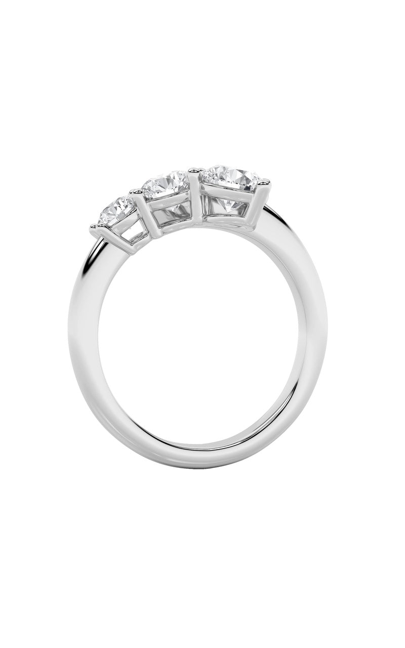 1.5CTW Round Shaped Lab Grown Diamond (F/VS) Three Stone Ring in 14K Gold