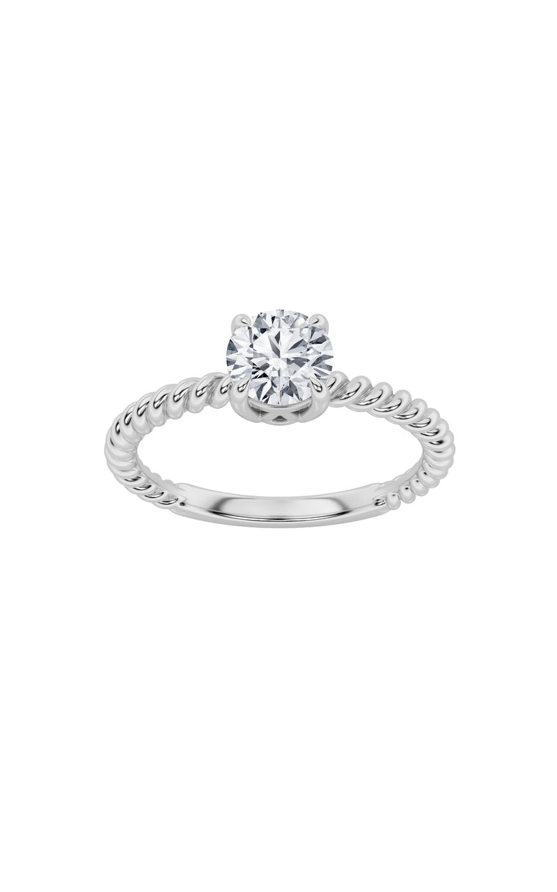 0.5CTW Round Shaped Lab Grown Diamond (F/VS) Solitaire Engagement Ring in 14K Gold