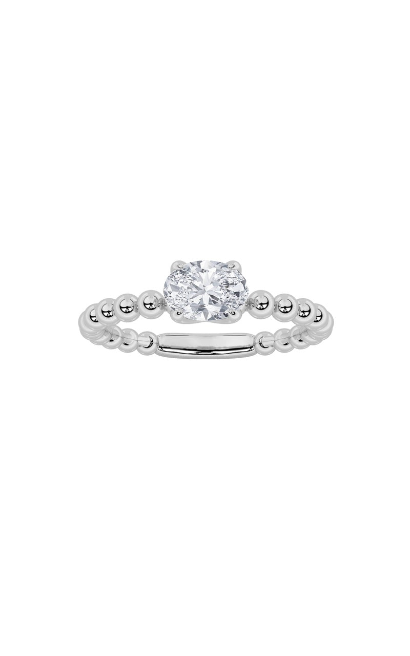 0.5CTW Oval Shaped Lab Grown Diamond (F/VS) Petite Solitaire Engagement Ring in 14K Gold
