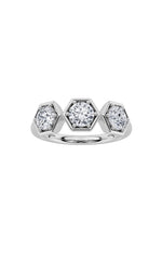 Load image into Gallery viewer, 1CTW Round Shaped Lab Grown Diamond (F/VS) Three Stone Ring in 14K Gold
