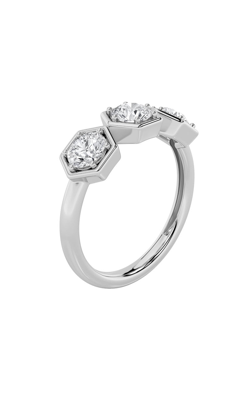 Vs) three stone ring in 14k gold