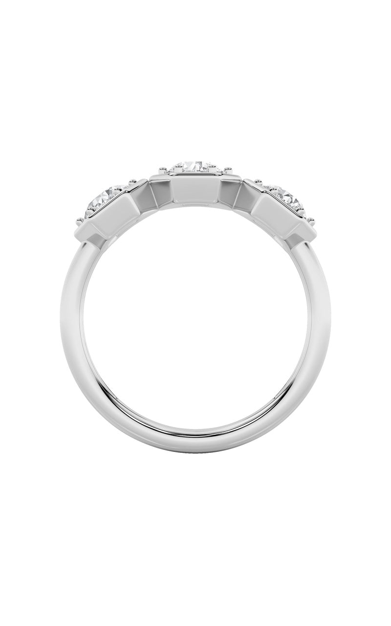 1CTW Round Shaped Lab Grown Diamond (F/VS) Three Stone Ring in 14K Gold