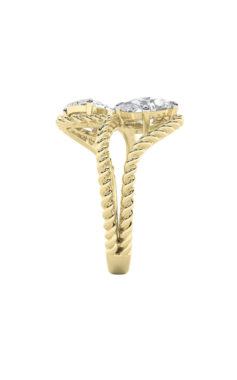 2CTW Oval Shaped Lab Grown Diamond (F/VS) Toi et Moi Fashiion Ring in 14K Gold
