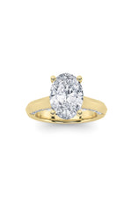 Load image into Gallery viewer, 3CTW Oval Shaped Lab Grown Diamond (G/VS) Accented Solitaire Engagement Ring in 14K Gold
