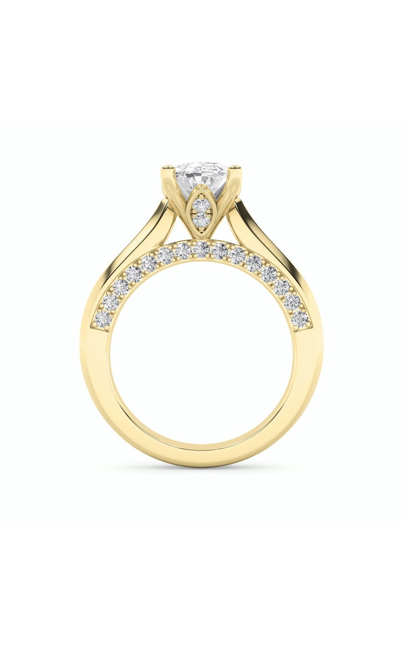 3CTW Oval Shaped Lab Grown Diamond (G/VS) Accented Solitaire Engagement Ring in 14K Gold