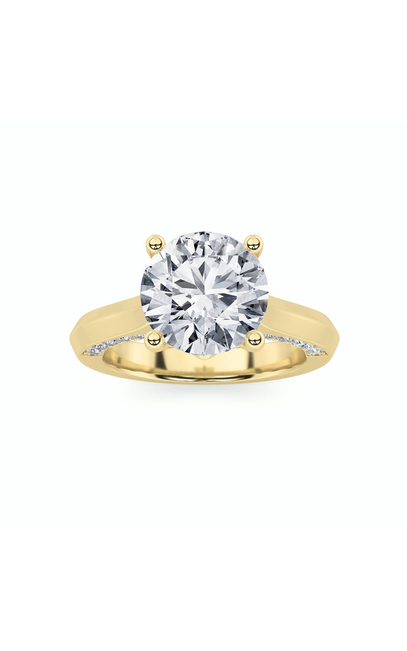3CTW Round Shaped Lab Grown Diamond (G/VS) Accented Solitaire Engagement Ring in 14K Gold