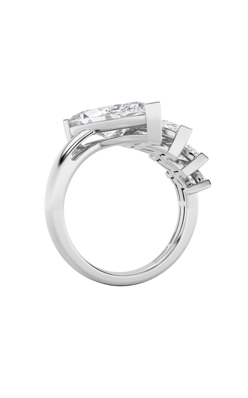 2.5CTW Marquise Shaped Lab Grown Diamond (G/VS) Four Stone Fashion Ring in 14K Gold