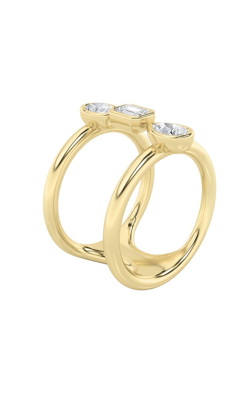 0.75CTW MX Shaped Lab Grown Diamond (G/VS) Ring in Silver|14K Yellow Gold