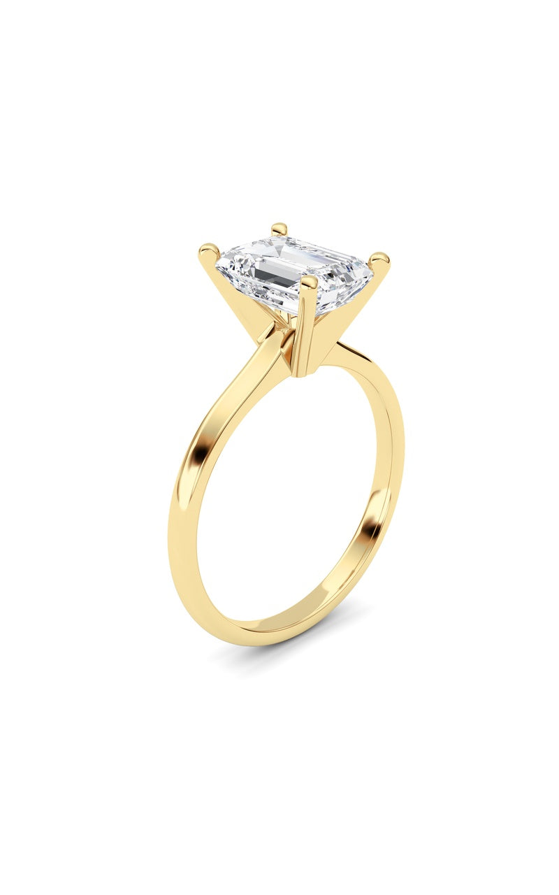 2CTW Emerald Shaped Lab Grown Diamond Classic Solitaire Ring in 14K Gold (F/VS)