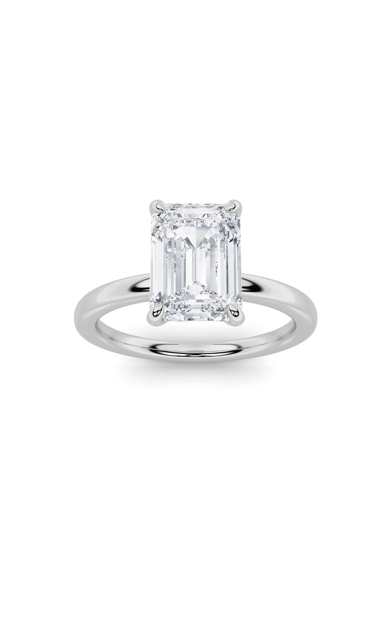 3CTW Emerald Shaped Lab Grown Diamond Classic Solitaire Ring in 14K Gold (F/VS)