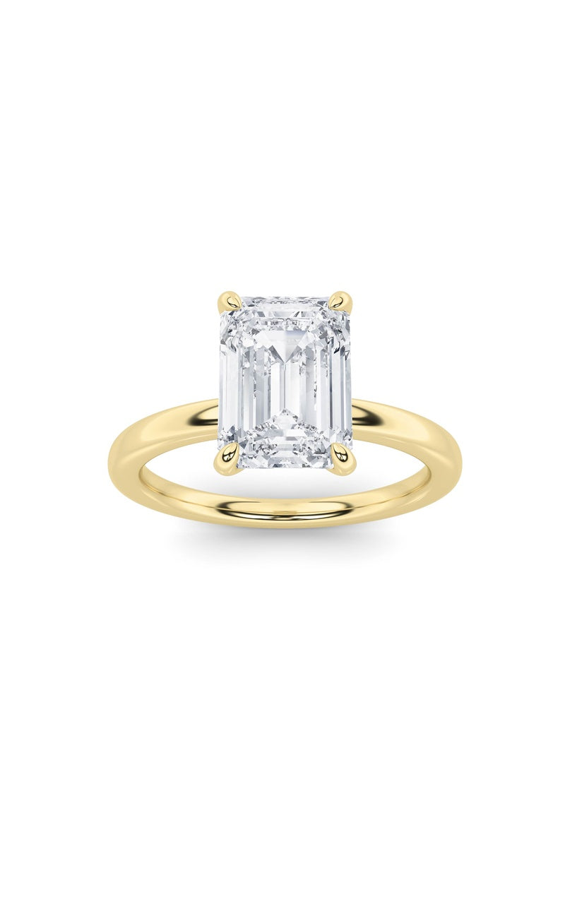 3CTW Emerald Shaped Lab Grown Diamond Classic Solitaire Ring in 14K Gold (F/VS)