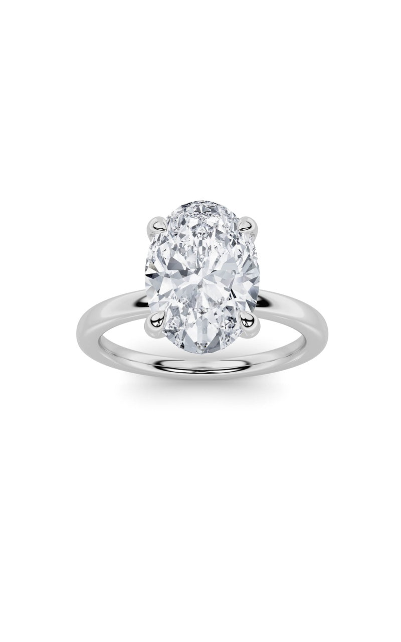 3CTW Oval Shaped Lab Grown Diamond Classic Solitaire Ring in 14K Gold (F/VS)