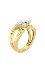 Load image into Gallery viewer, 2CTW Marquise Shaped Lab Grown Diamond (G/VS) East West Solitaire Fancy Ring in 14K Gold
