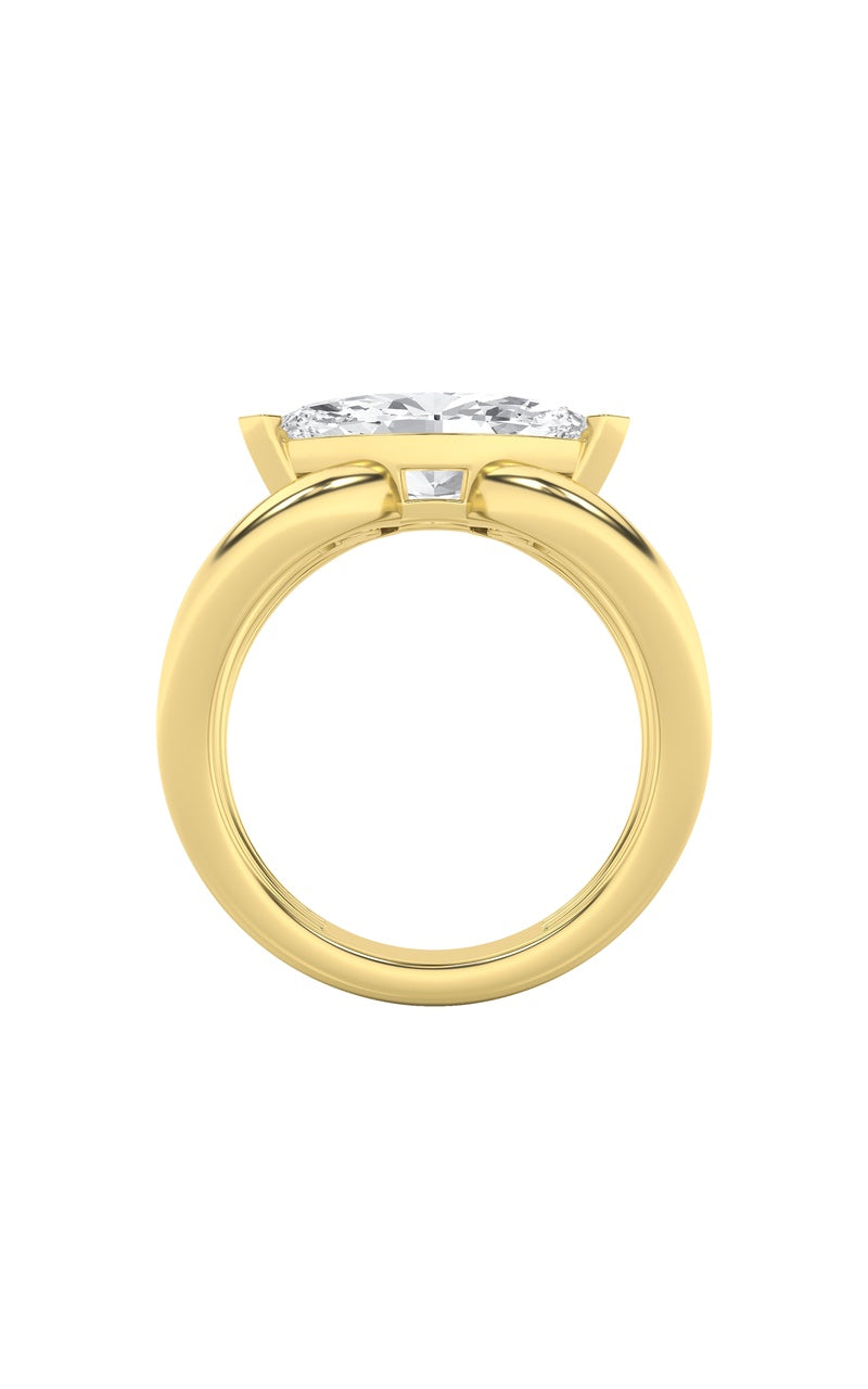 2CTW Marquise Shaped Lab Grown Diamond (G/VS) East West Solitaire Fancy Ring in 14K Gold