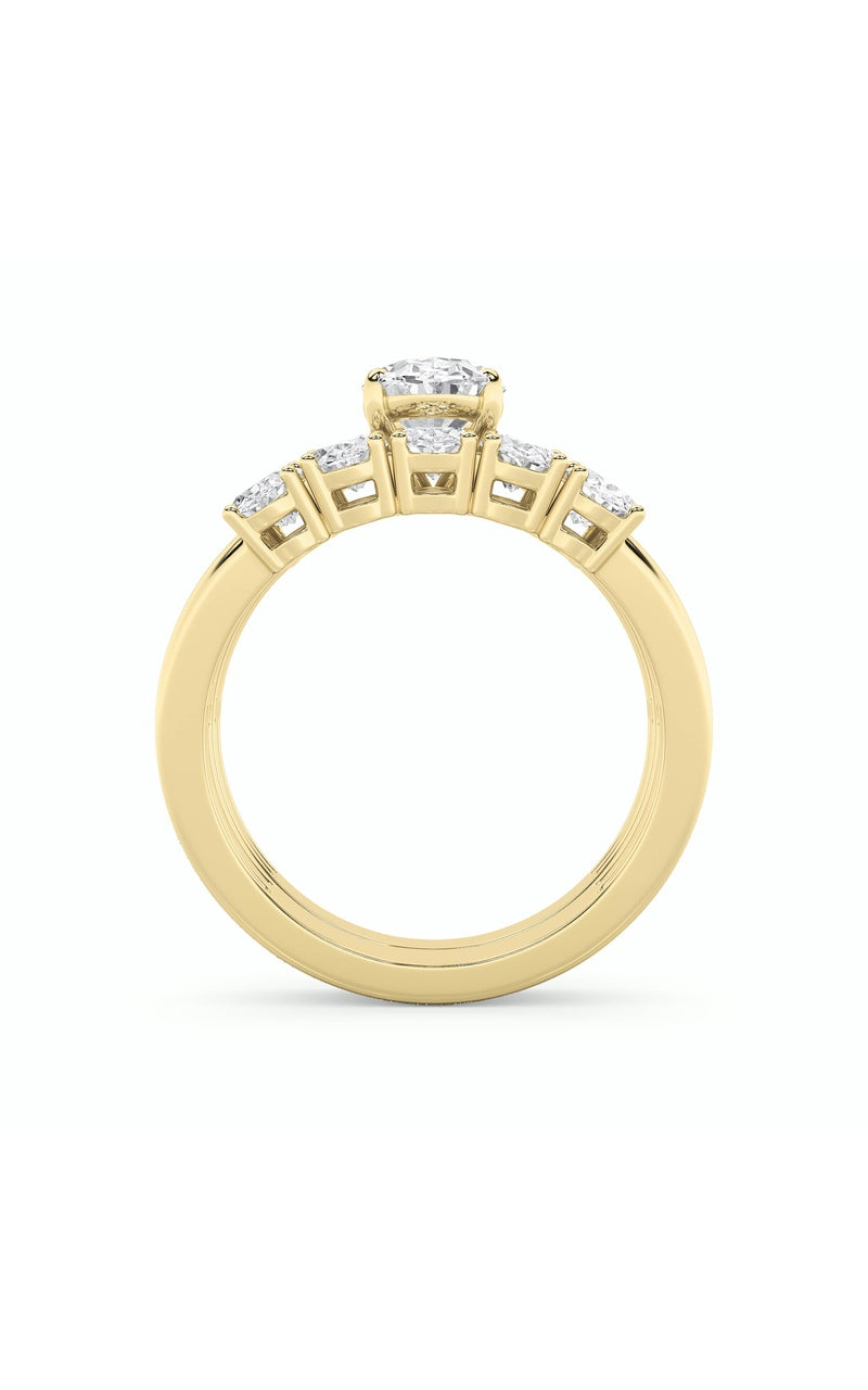 2.5CTW Oval Shaped Lab Grown Diamond (G/VS) Bridal Set with Matching Band and  Ring in 14K Gold