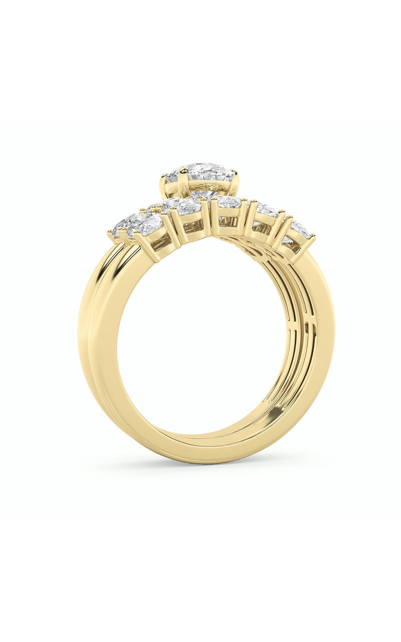 2.5CTW Oval Shaped Lab Grown Diamond (G/VS) Bridal Set with Matching Band and  Ring in 14K Gold