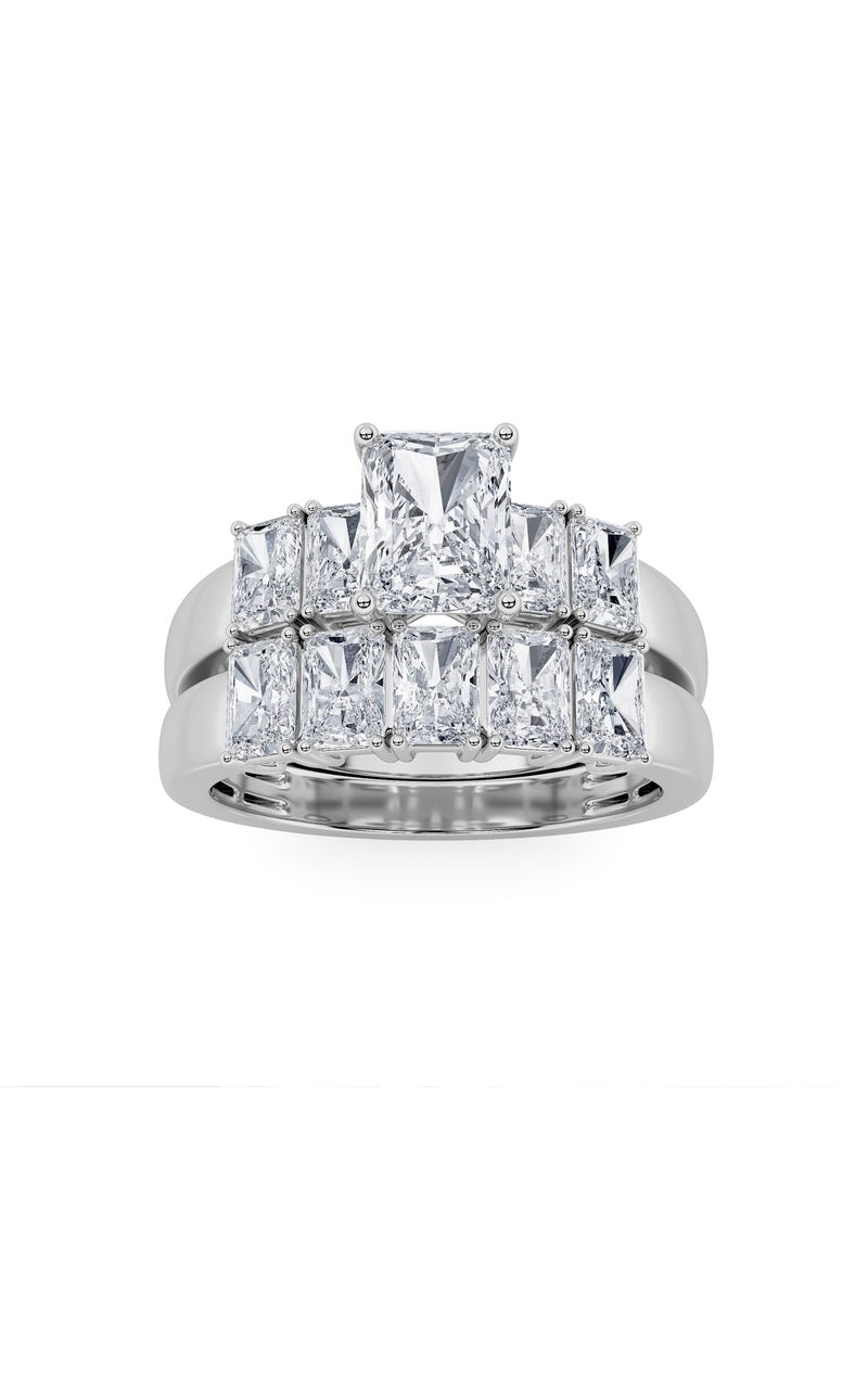2.5CTW Radiant Shaped Lab Grown Diamond (G/VS) Bridal Set with Matching Band and  Ring in 14K Gold