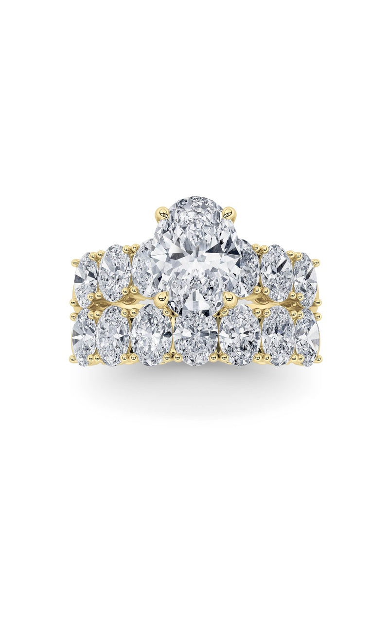 3.5CTW Oval Shaped Lab Grown Diamond (G/VS) Bridal Set with Matching Band and  Ring in 14K Gold
