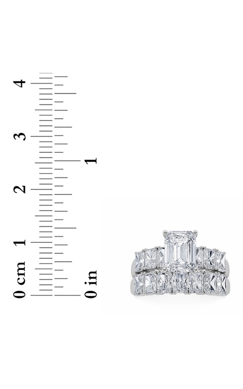 3.5CTW Radiant Shaped Lab Grown Diamond (G/VS) Bridal Set with Matching Band and  Ring in 14K Gold