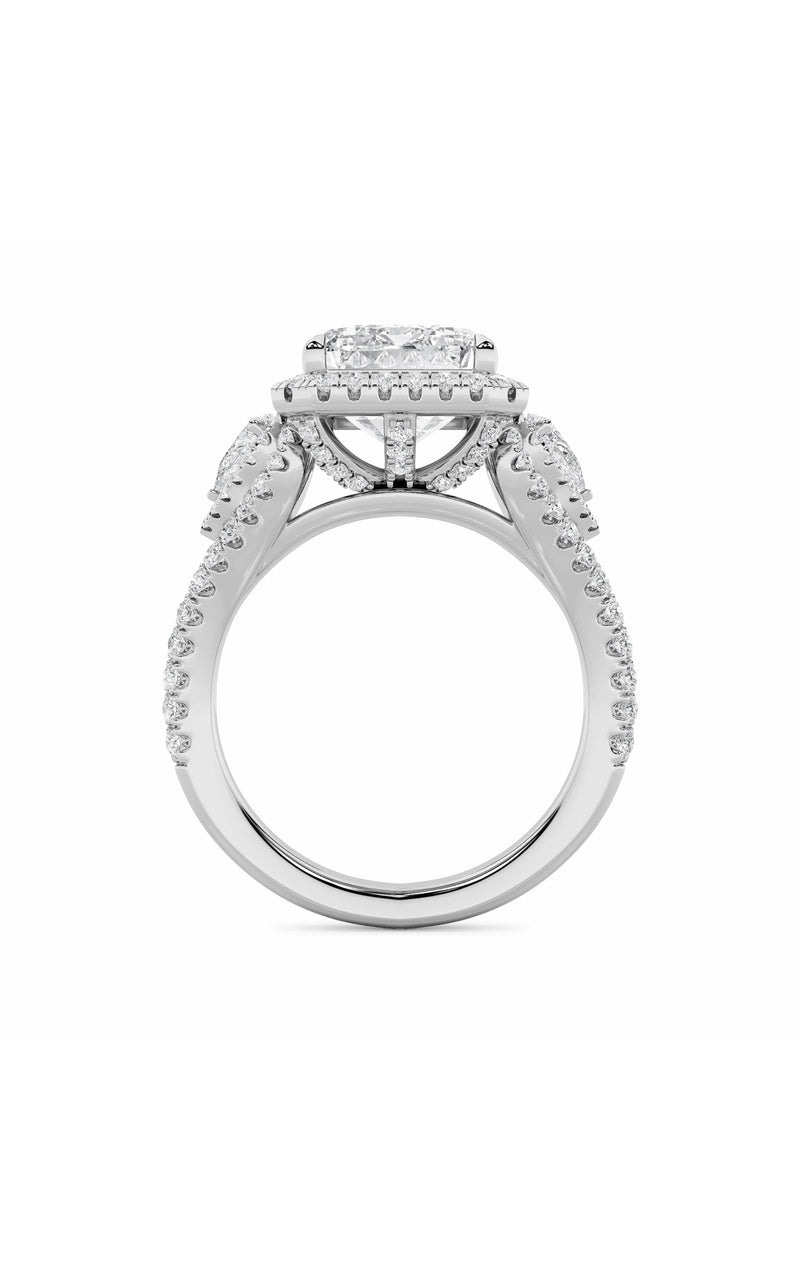 6.25CTW Radiant Shaped Lab Grown Diamond (G/VS) Bold Accented Statement Engagement Ring in 14K Gold