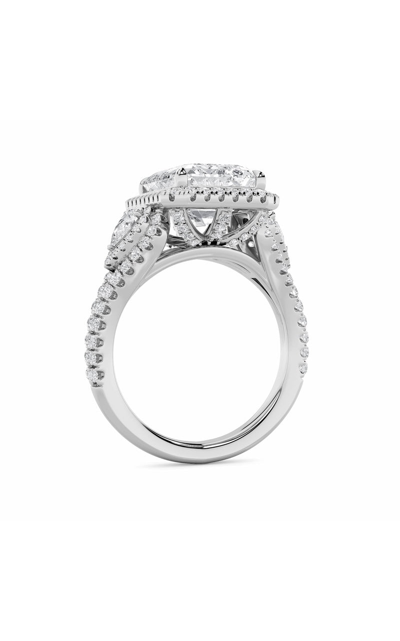 6.25CTW Radiant Shaped Lab Grown Diamond (G/VS) Bold Accented Statement Engagement Ring in 14K Gold