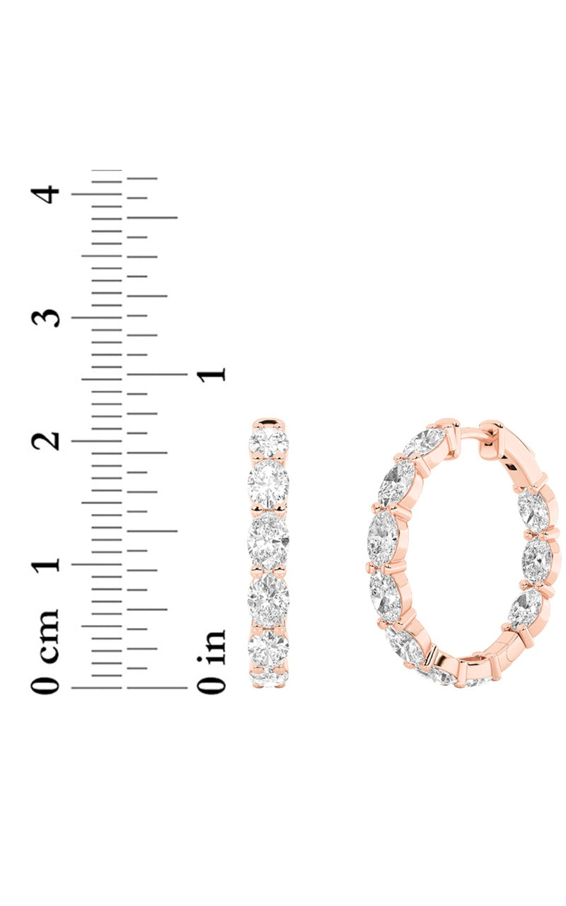 4CTW Oval Shaped Lab Grown Diamond Inside Out Hoop Earrings in 14K Gold (F/VS)
