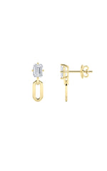 Load image into Gallery viewer, 1CTW Emerald Shaped Lab Grown Diamond (F/VS) Paperclip Dangle Earrings in 14K White Gold
