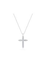 Load image into Gallery viewer, 3.5CTW Pear Shaped Lab Grown Diamond (F/VS) Cross Pendant in 14K White Gold
