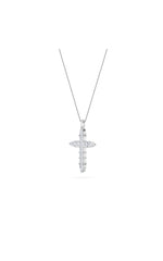 Load image into Gallery viewer, 3.5CTW Pear Shaped Lab Grown Diamond (F/VS) Cross Pendant in 14K White Gold
