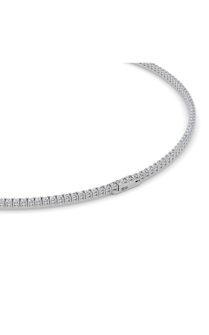 10CTW Round Shaped Lab Grown Diamond (F/VS) Tennis Necklace in 14K White Gold
