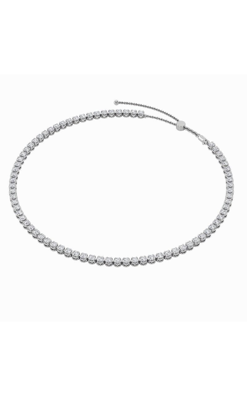 15CTW Round Shaped Lab Grown Diamond (F/VS) Bezel Set Tennis Necklace in 14K White Gold
