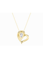 Load image into Gallery viewer, 0.5CTW Pear Shaped Lab Grown Diamond (F/VS) Heart Pendant in 14K  White Gold
