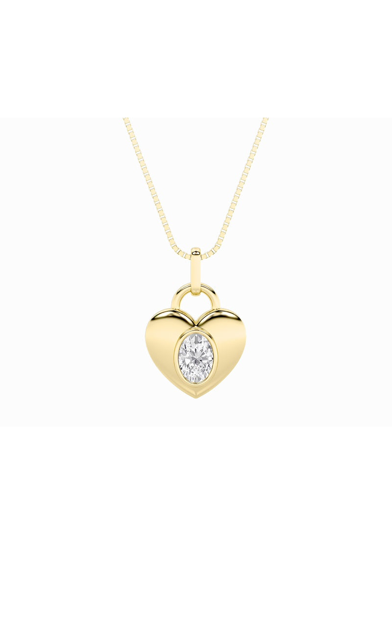 1CTW Oval Shaped Lab Grown Diamond (F/VS) Heart Pendant in 14K  White Gold